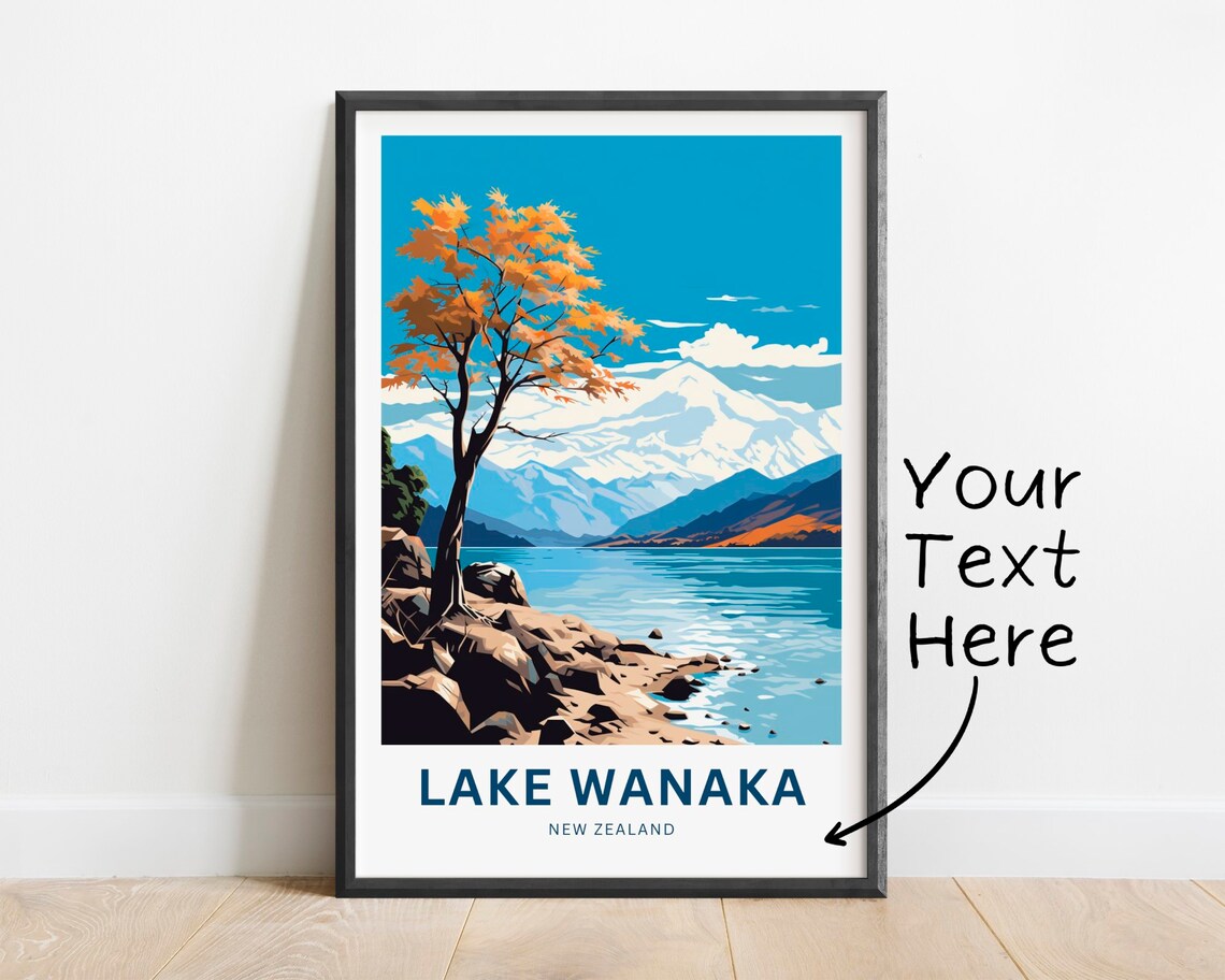 Lake Wanaka New Zealand Personalized Lone Tree Travel Poster