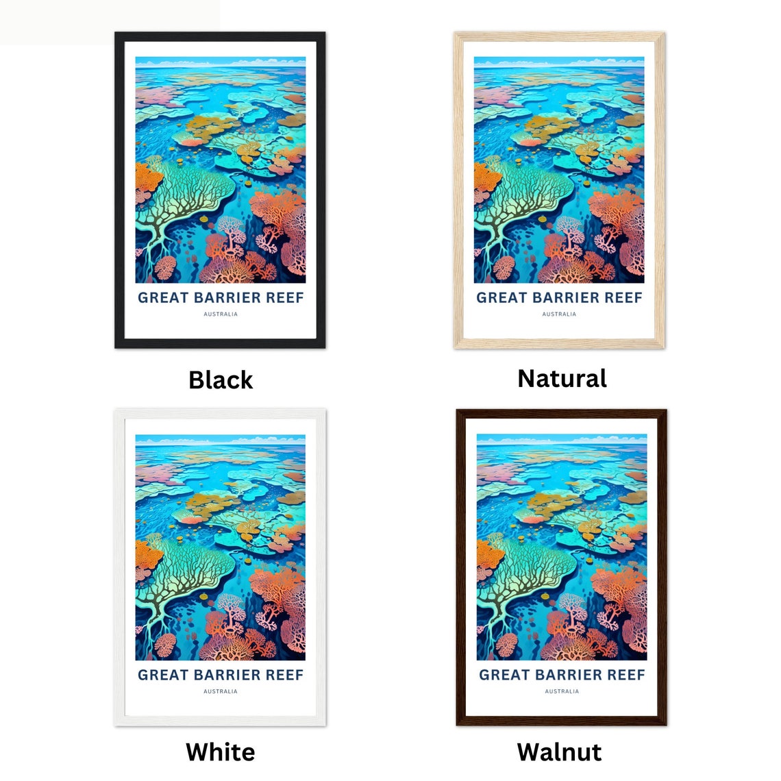 Great Barrier Reef Australia Aerial Coral Atolls Ocean View Poster - Image 2