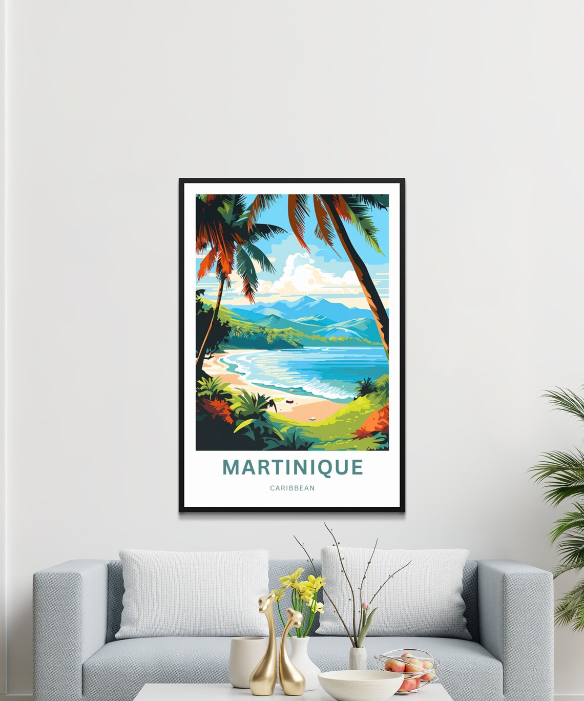 Martinique Caribbean Beach Palm Trees Tropical Island Travel Poster - Image 3