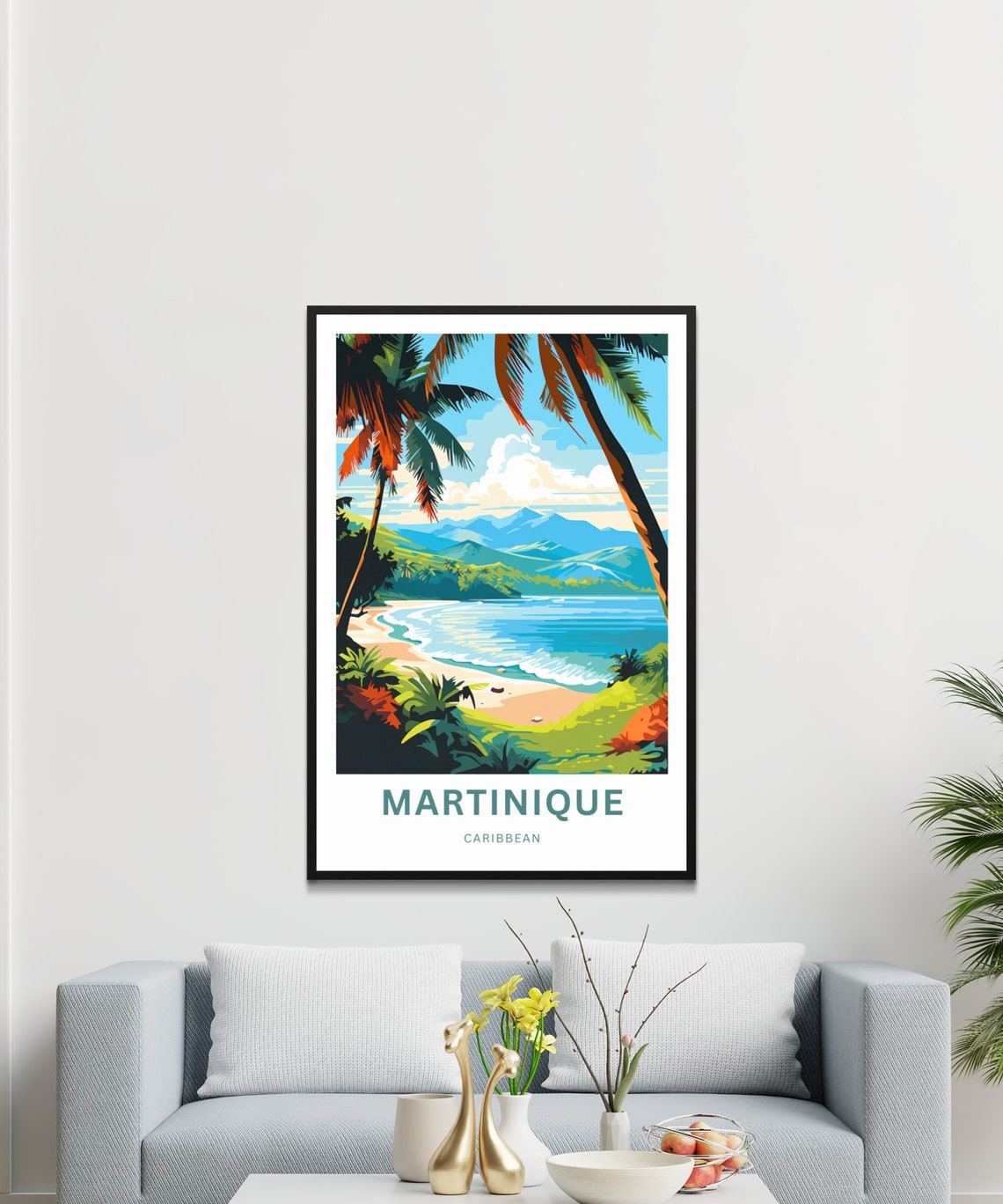 Personalized Martinique Travel Print Martinique Poster Caribbean Wall Art Framed Present Gift Caribbean Present - Image 3