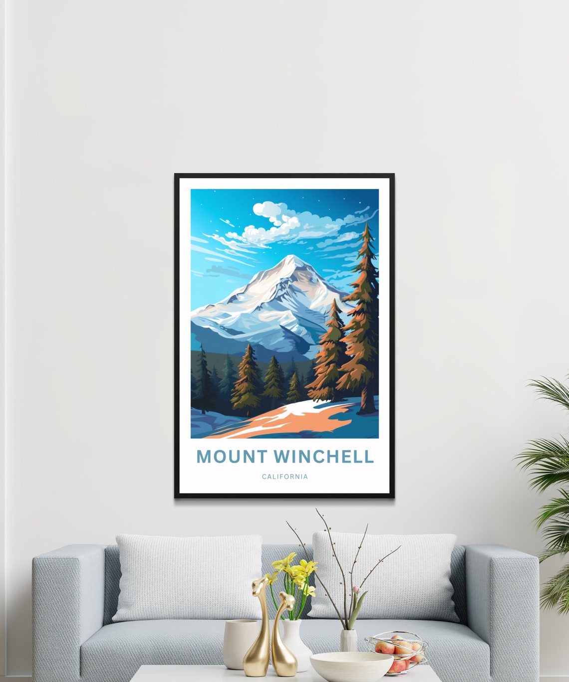 Personalized Mount Winchell California Snow Peak Starry Travel Poster - Image 3