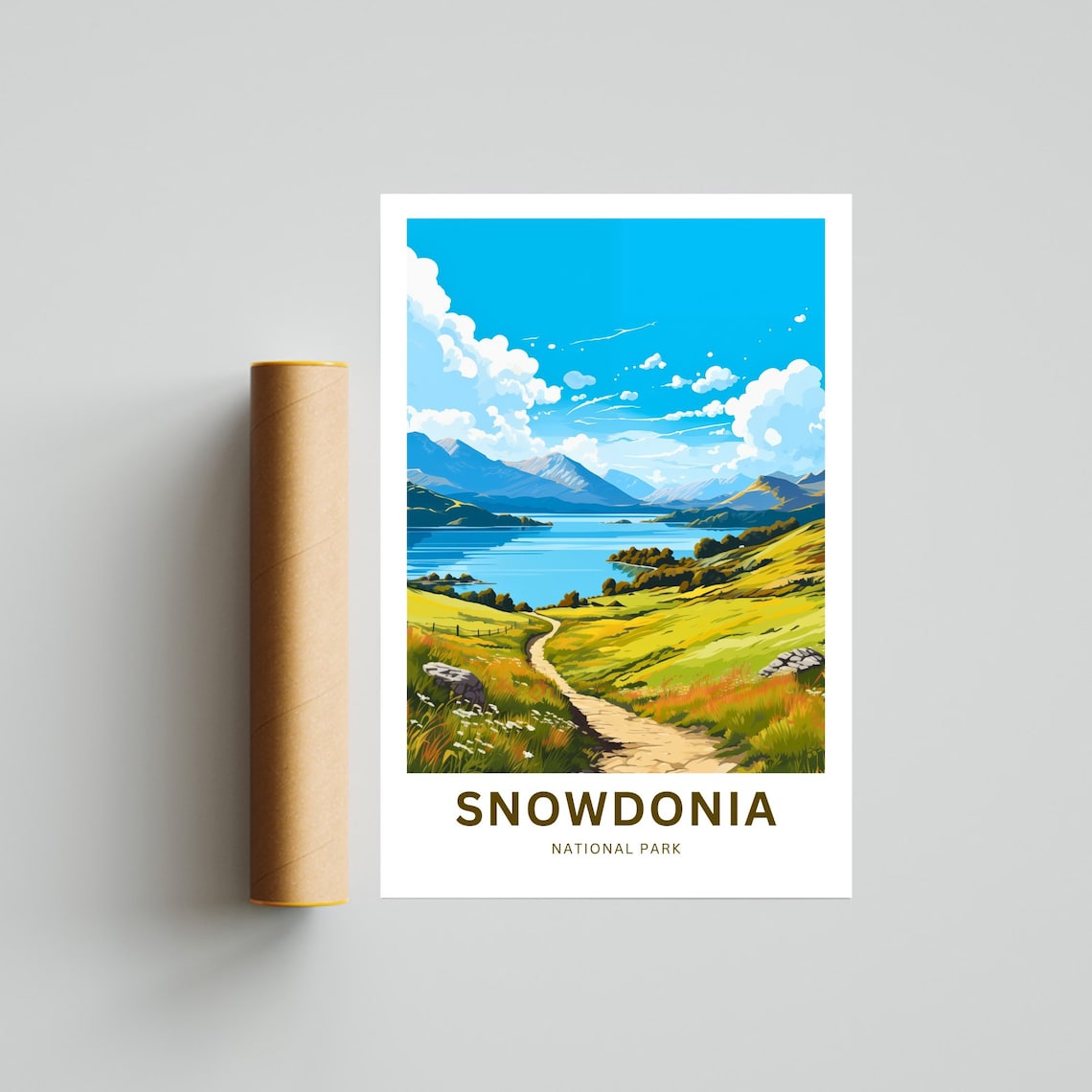 Snowdonia National Park Wales Lake Valley Hiking Travel Poster - Image 4