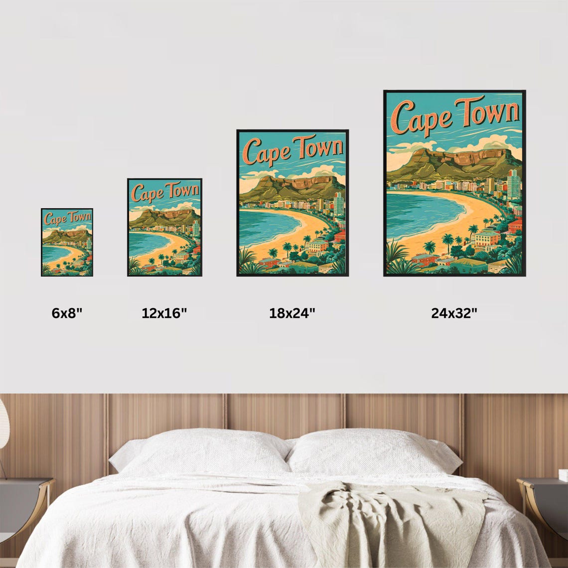 Cape Town South Africa Table Mountain Sunny Vintage Beach Poster - Image 3
