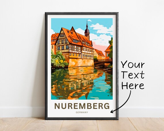 Personalized Nuremberg Germany Old Town River Custom Travel Poster