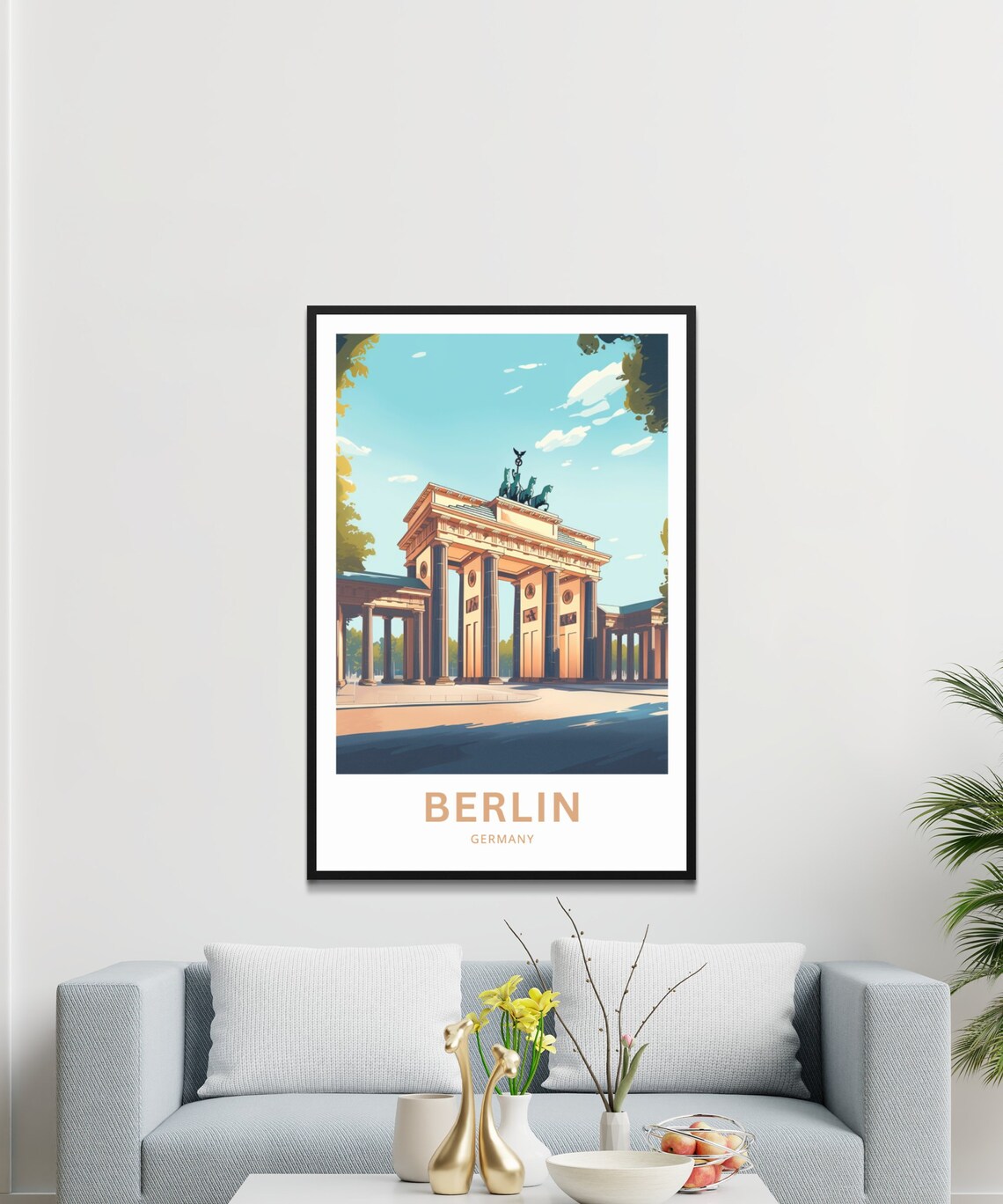 Berlin Germany Brandenburg Gate Sunny Plaza Travel Art Poster - Image 3