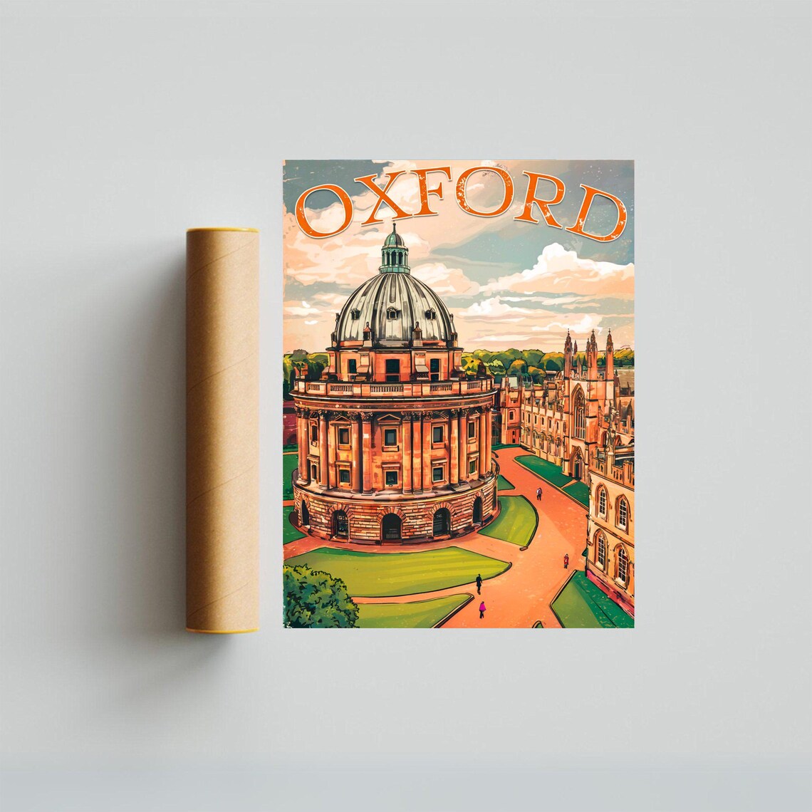 Oxford England Radcliffe Camera College Courtyard Retro Travel Poster - Image 4