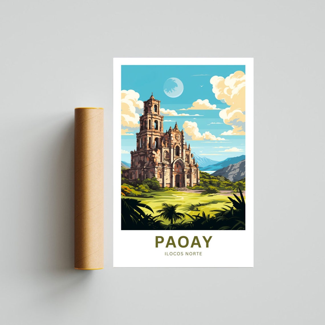 Paoay Ilocos Norte Colonial Church Tropical Landscape Poster - Image 4