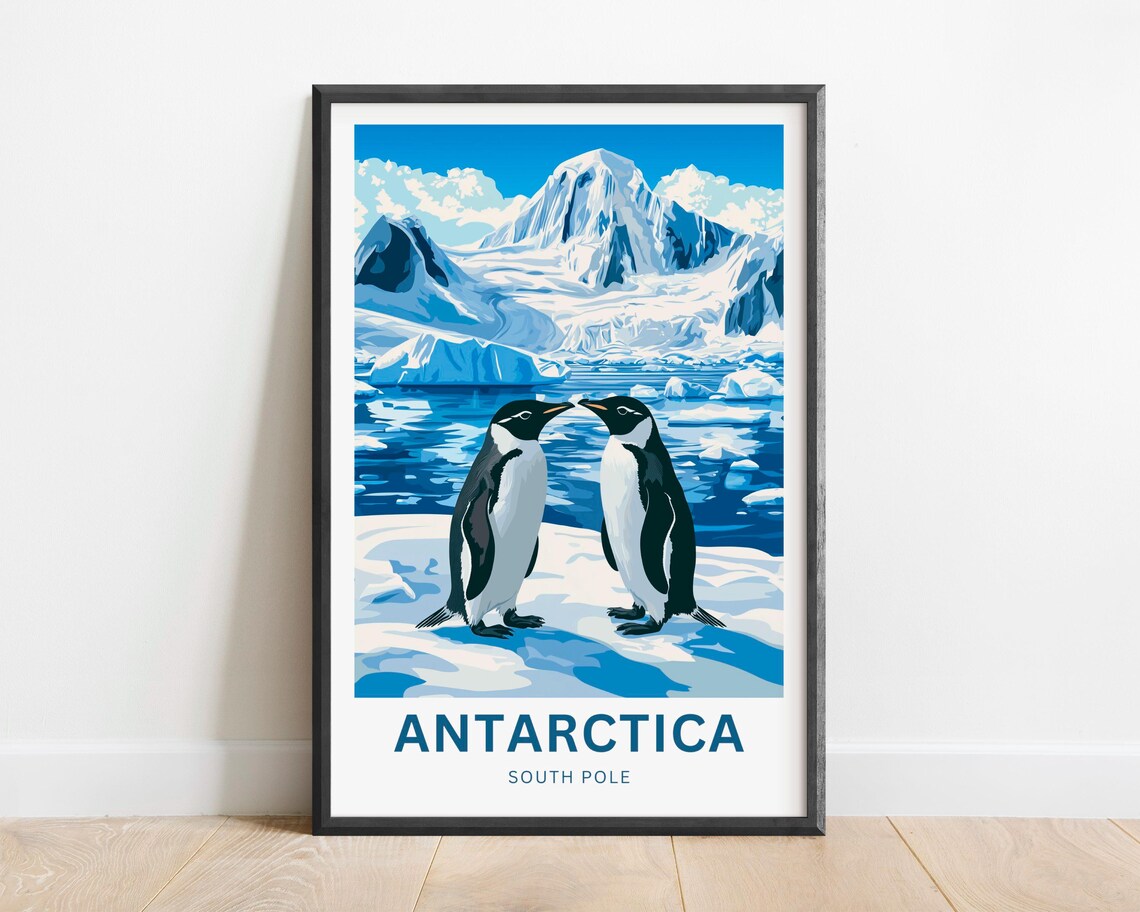 Antarctica South Pole Pair of Gentoo Penguins on Ice Floe Poster