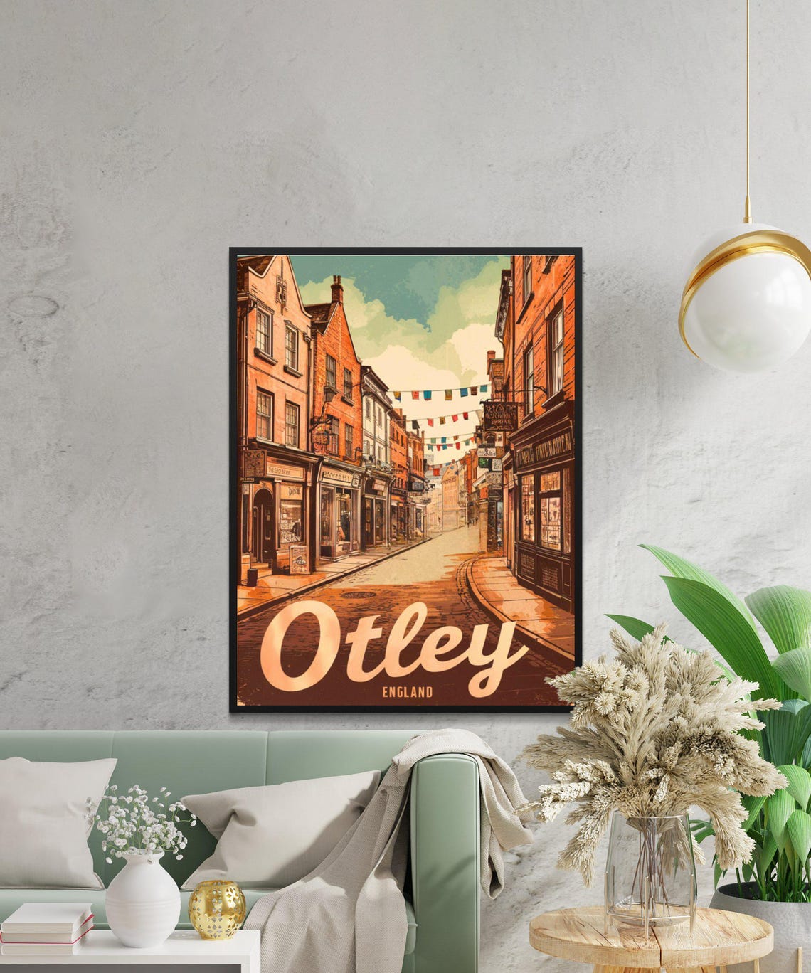 Otley England Vintage Old Town Street Bunting Retro Travel Poster - Image 3