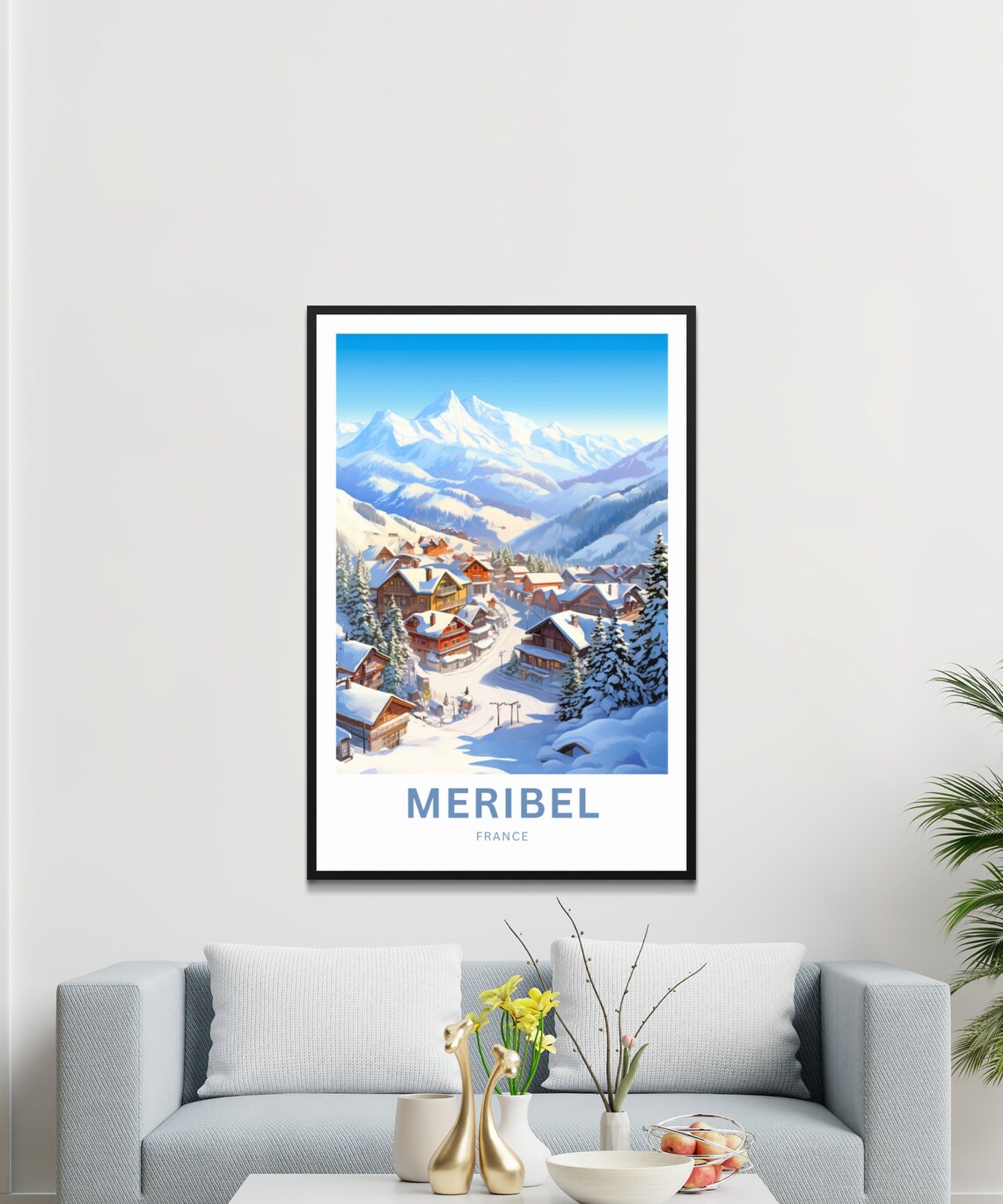 Personalized Meribel France Alpine Peak Village Retro Ski Poster - Image 3