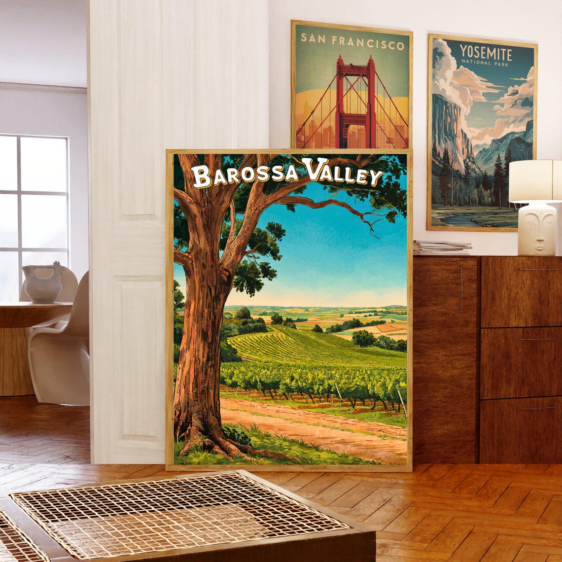 Barossa Valley Australia Vintage Vineyard Poster Old Gum Tree Hills - Image 5