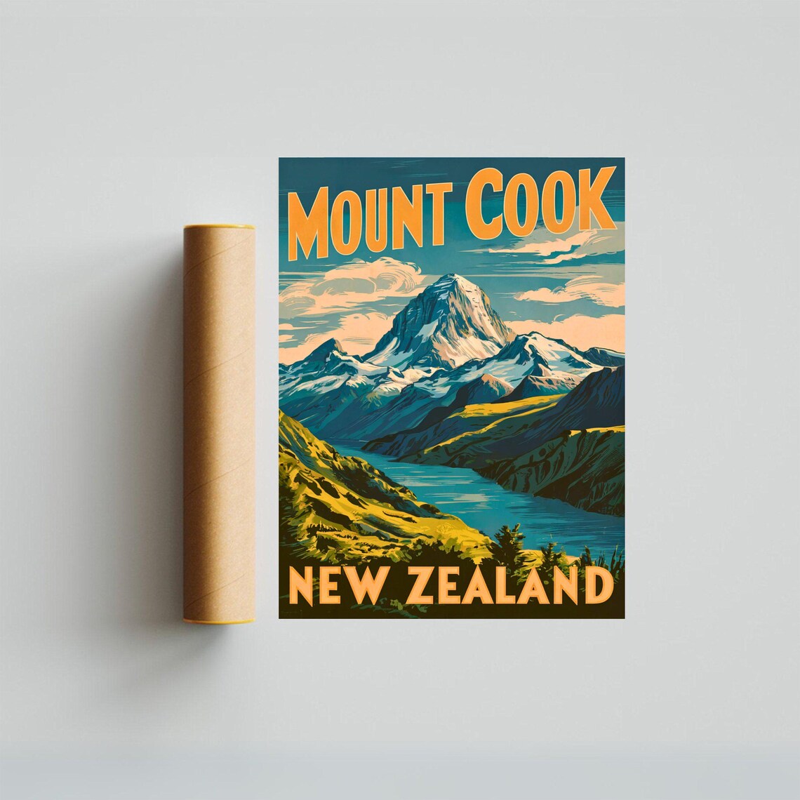Mount Cook New Zealand Vintage Alpine Peak Retro Travel Poster - Image 4