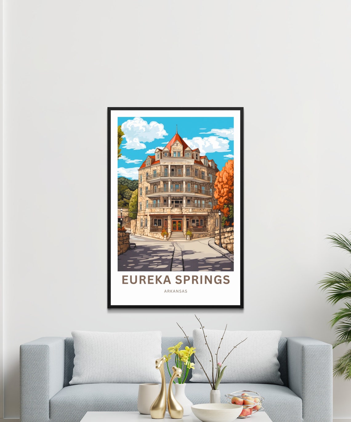 Eureka Springs Arkansas Historic Stone Hotel Autumn Travel Poster - Image 3
