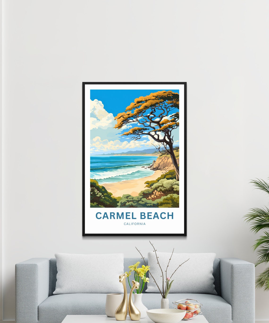 Carmel Beach California Windswept Cypress Coastal Bluffs Poster - Image 3