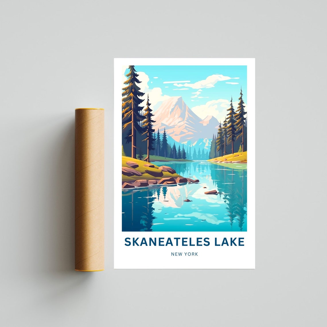 Skaneateles Lake New York Mountain Mirror Custom Text Poster - Image 4