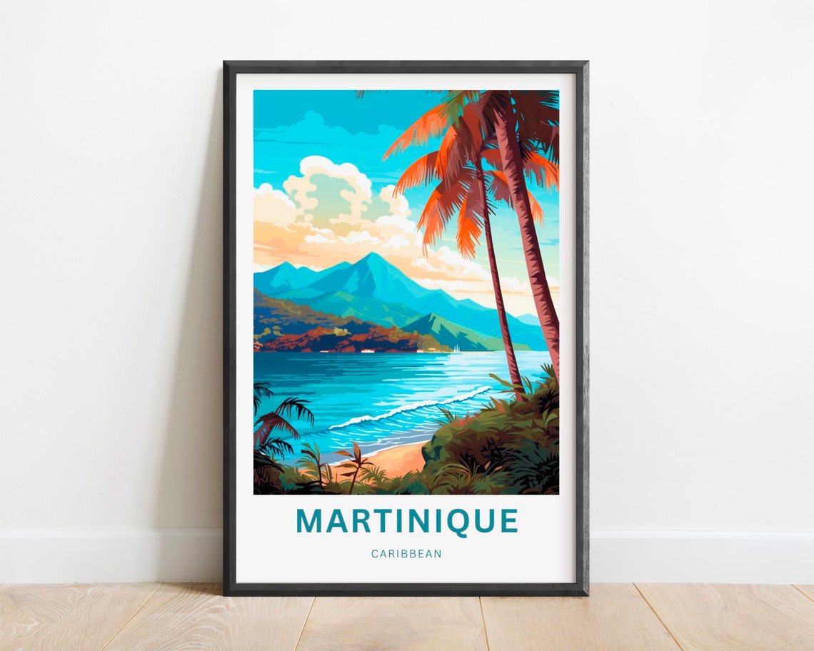 Martinique Travel Print Martinique Poster Caribbean Wall Art Framed Present Gift Caribbean Present