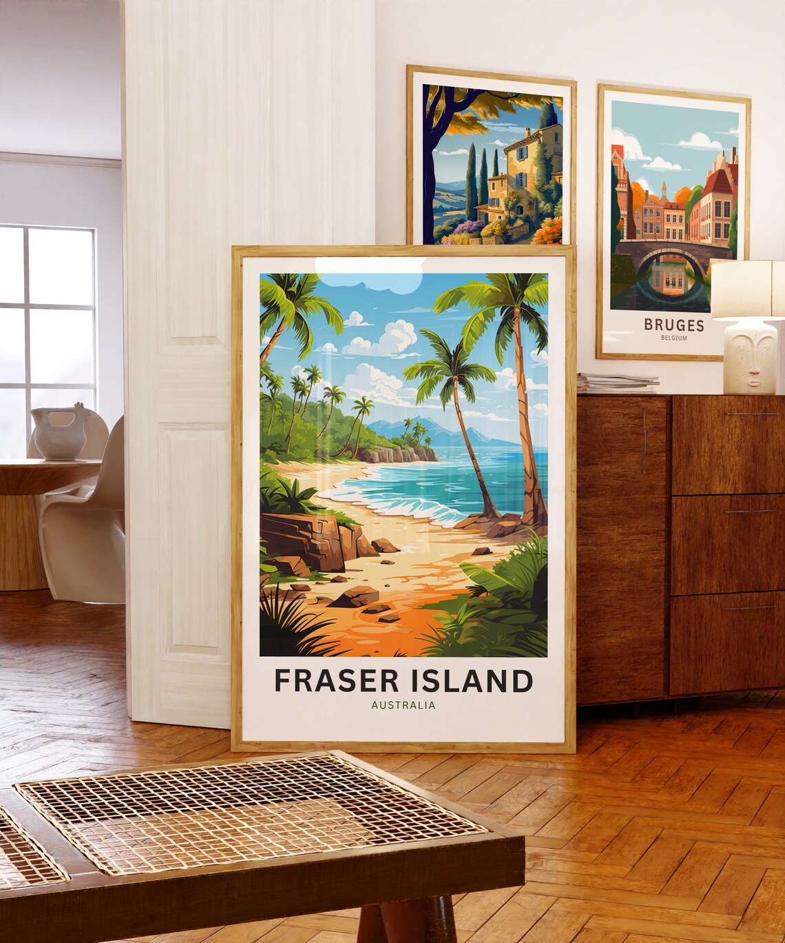 Fraser Island Australia Sandy Beach Palms Surf Travel Poster - Image 5
