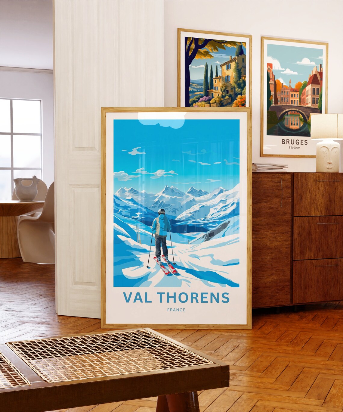 Val Thorens France Alpine Skier Snowy Slopes Winter Ski Resort Poster - Image 5