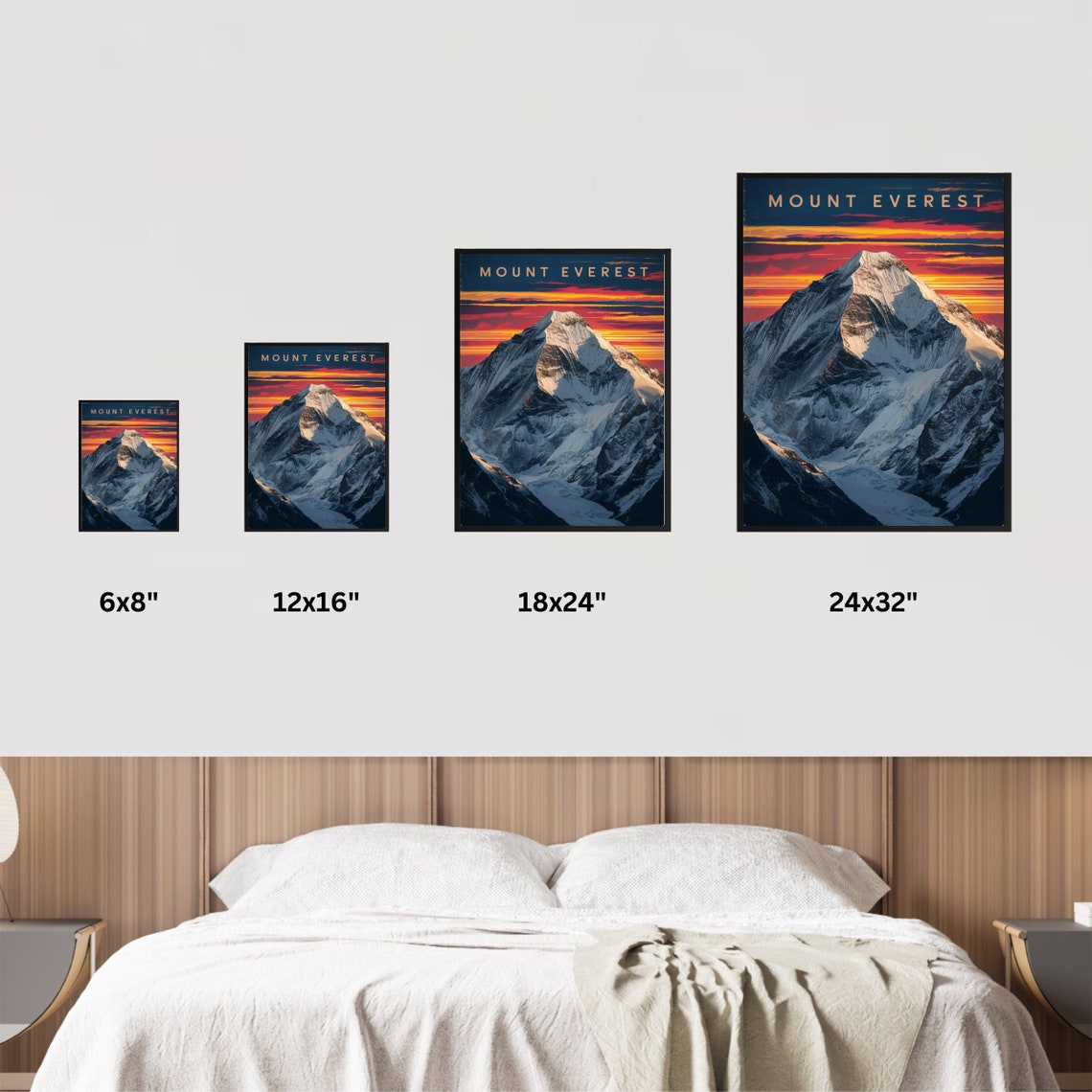 Mount Everest Striped Sunset Sky Glacier Summit Valley Vintage Poster - Image 4