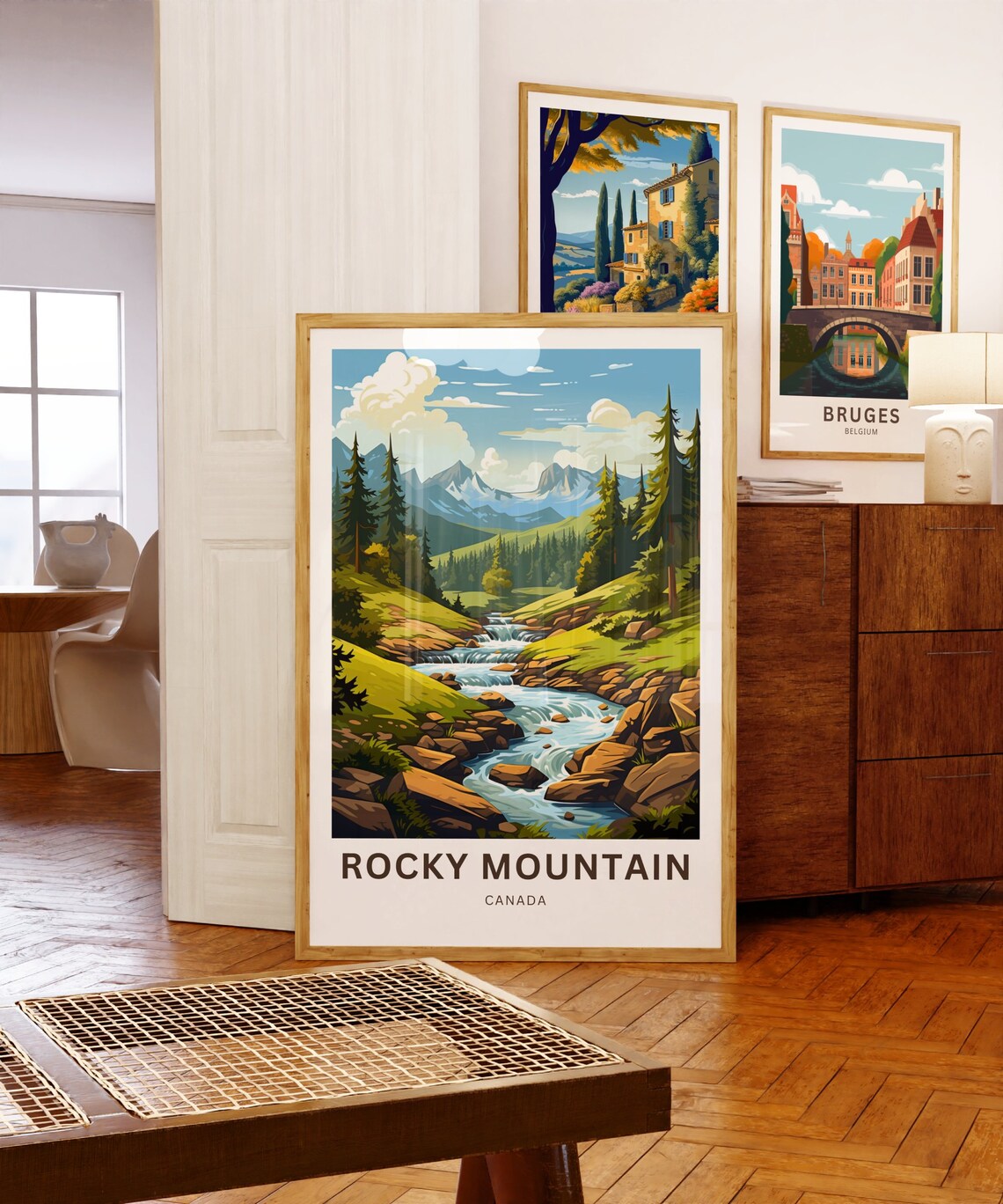 Rocky Mountain Canada Pine Forest Stream Valley Travel Poster - Image 5