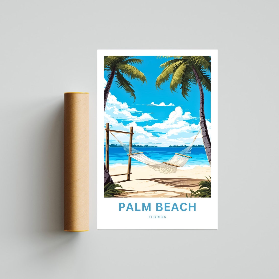 Palm Beach Florida Hammock Palm Trees Ocean View Scene Poster - Image 4