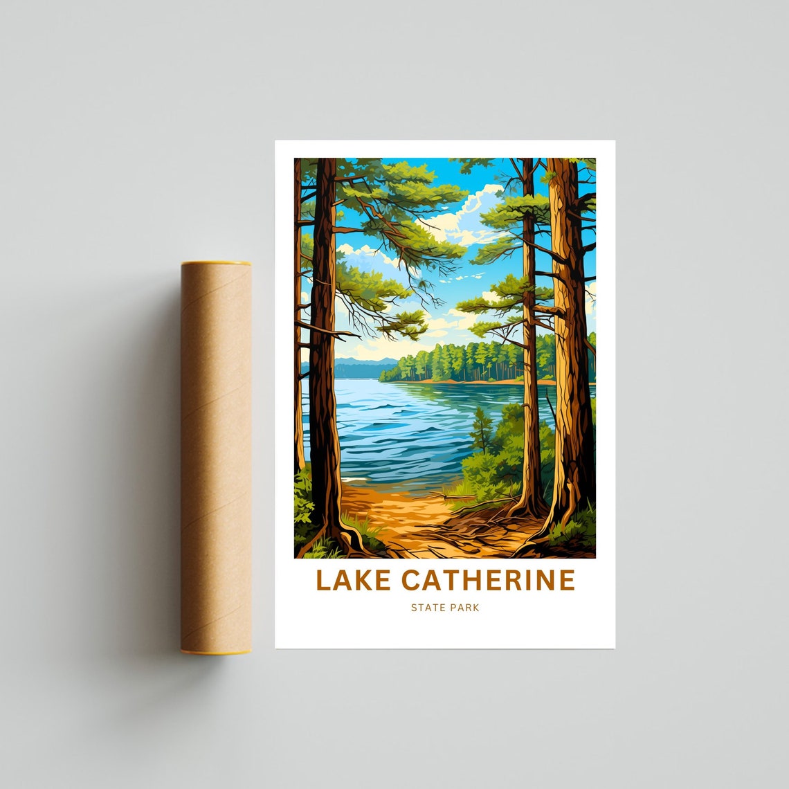 Lake Catherine State Park Pine Framed Shoreline Travel Poster - Image 4