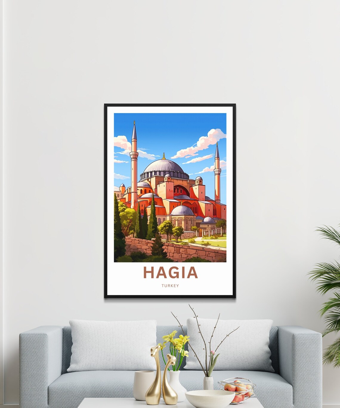 Hagia Sophia Turkey Travel Poster Historic Mosque Dome Minarets Art - Image 3
