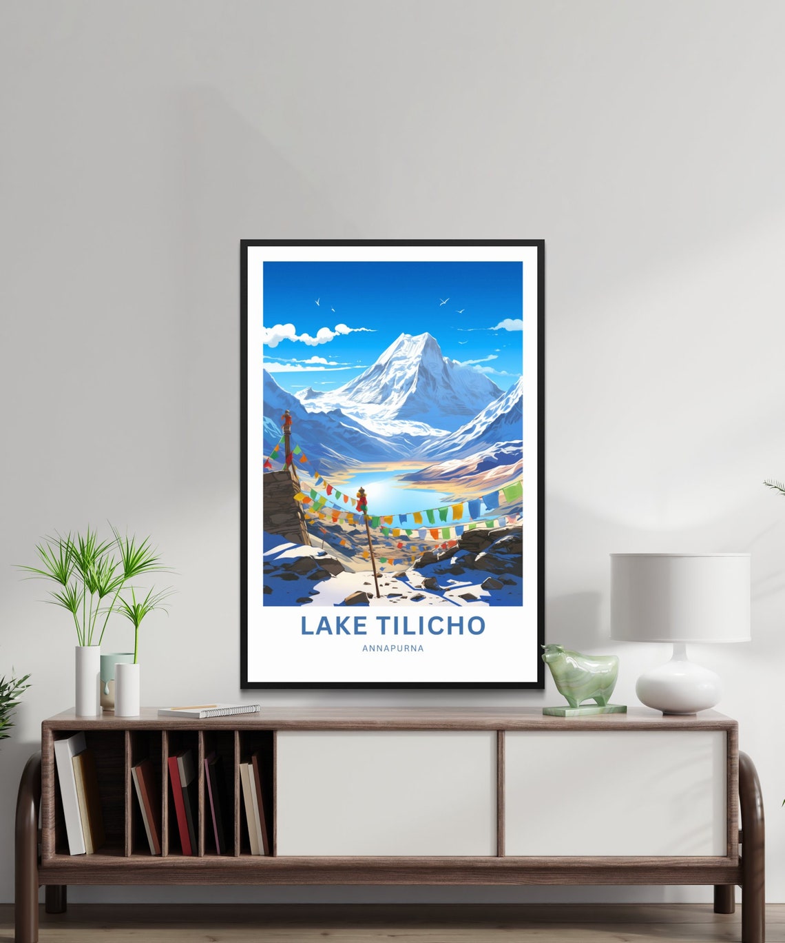 Lake Tilicho Annapurna Nepal Prayer Flags Custom Travel Poster - Image 2