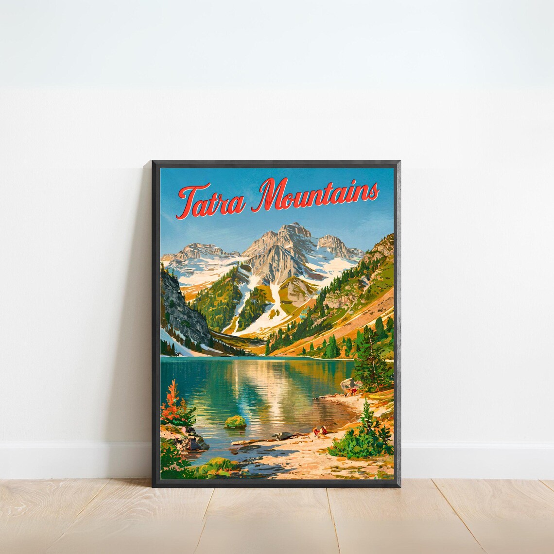 Tatra Mountains Poland Vintage Alpine Poster Snowy Peaks Lake View Art