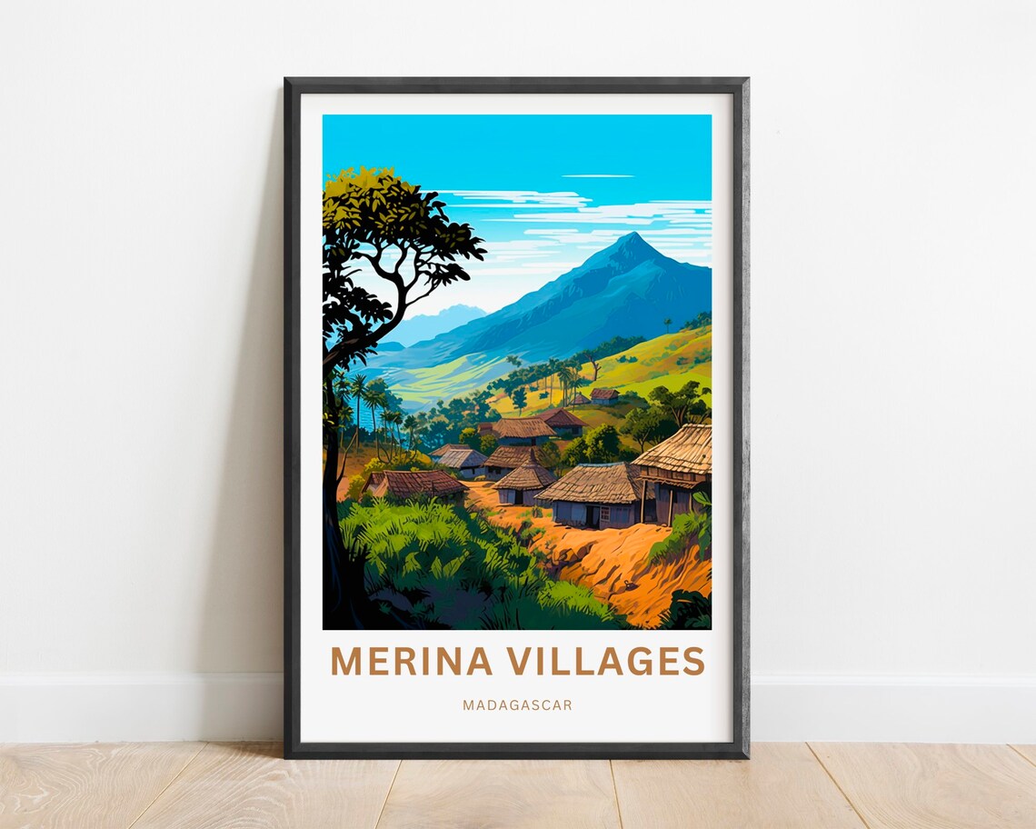 Merina Villages Madagascar Mountain Village Highland Travel Poster