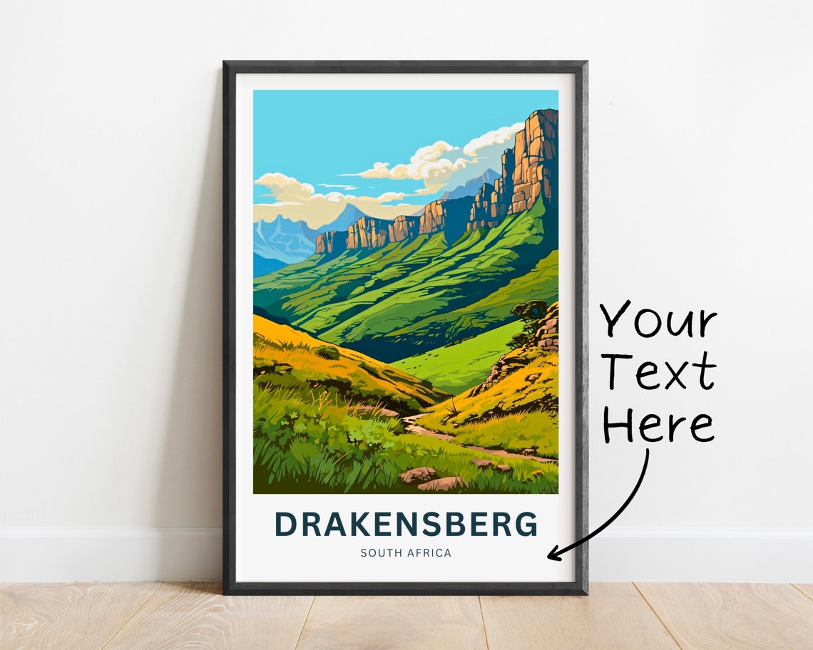 Drakensberg South Africa Emerald Ridges Orange Cliffs Scenic Poster