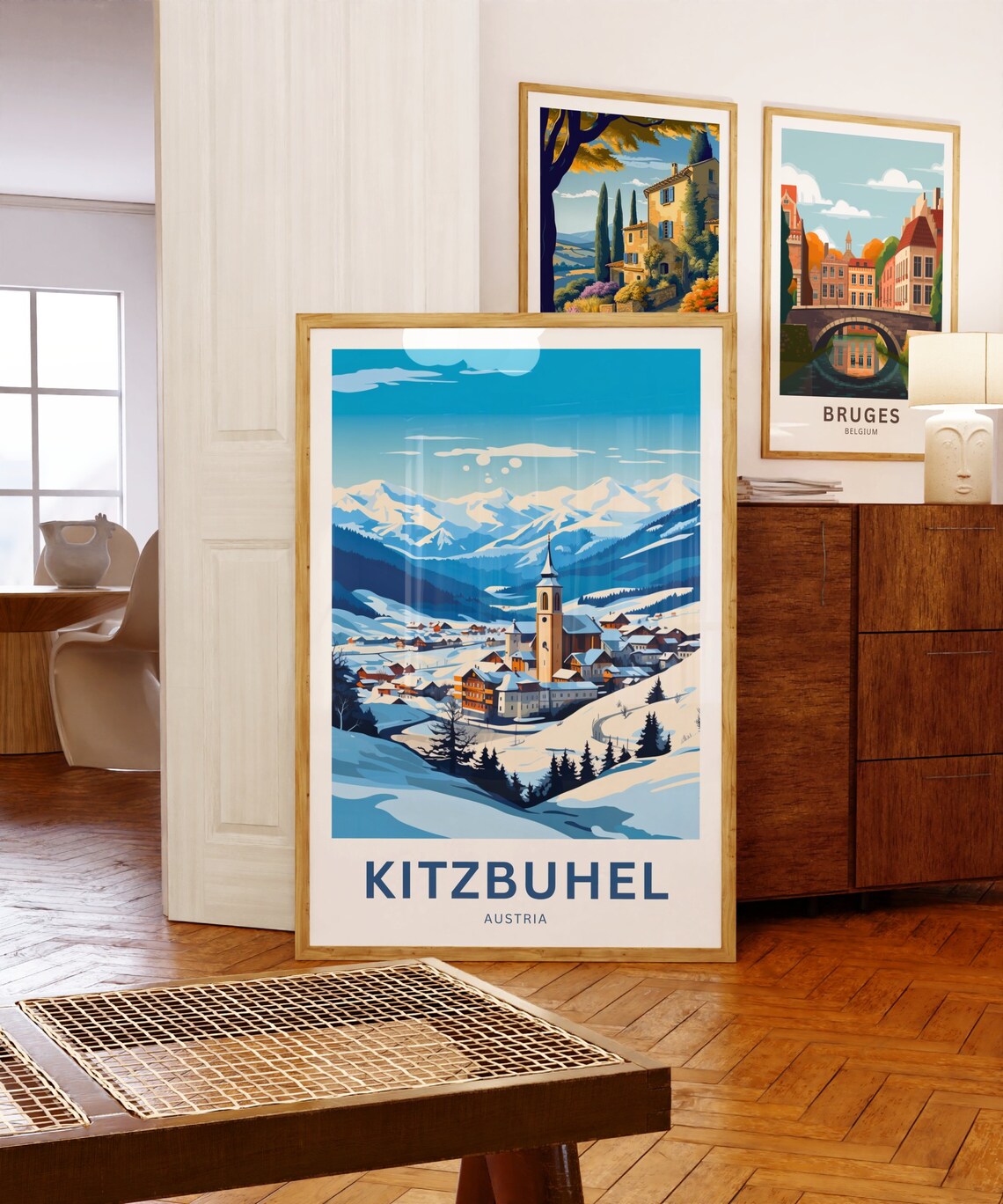 Kitzbuhel Austria Snowy Alpine Village and Church Winter Poster - Image 5