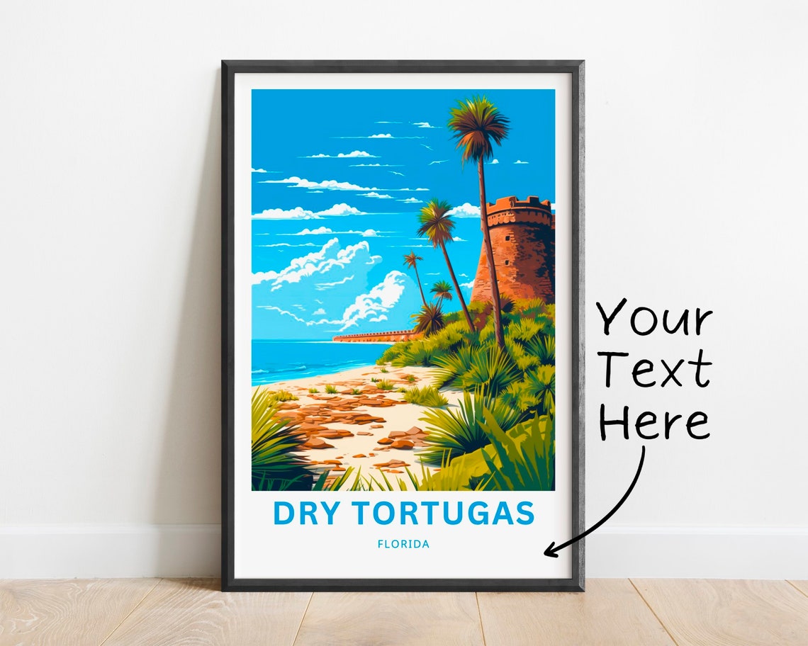 Personalized Dry Tortugas Florida Fort Jefferson Beach Custom Poster