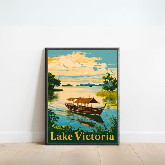 Lake Victoria Vintage Travel Poster Lake Victoria Print Africa Wall Art Framed Gift Africa Present