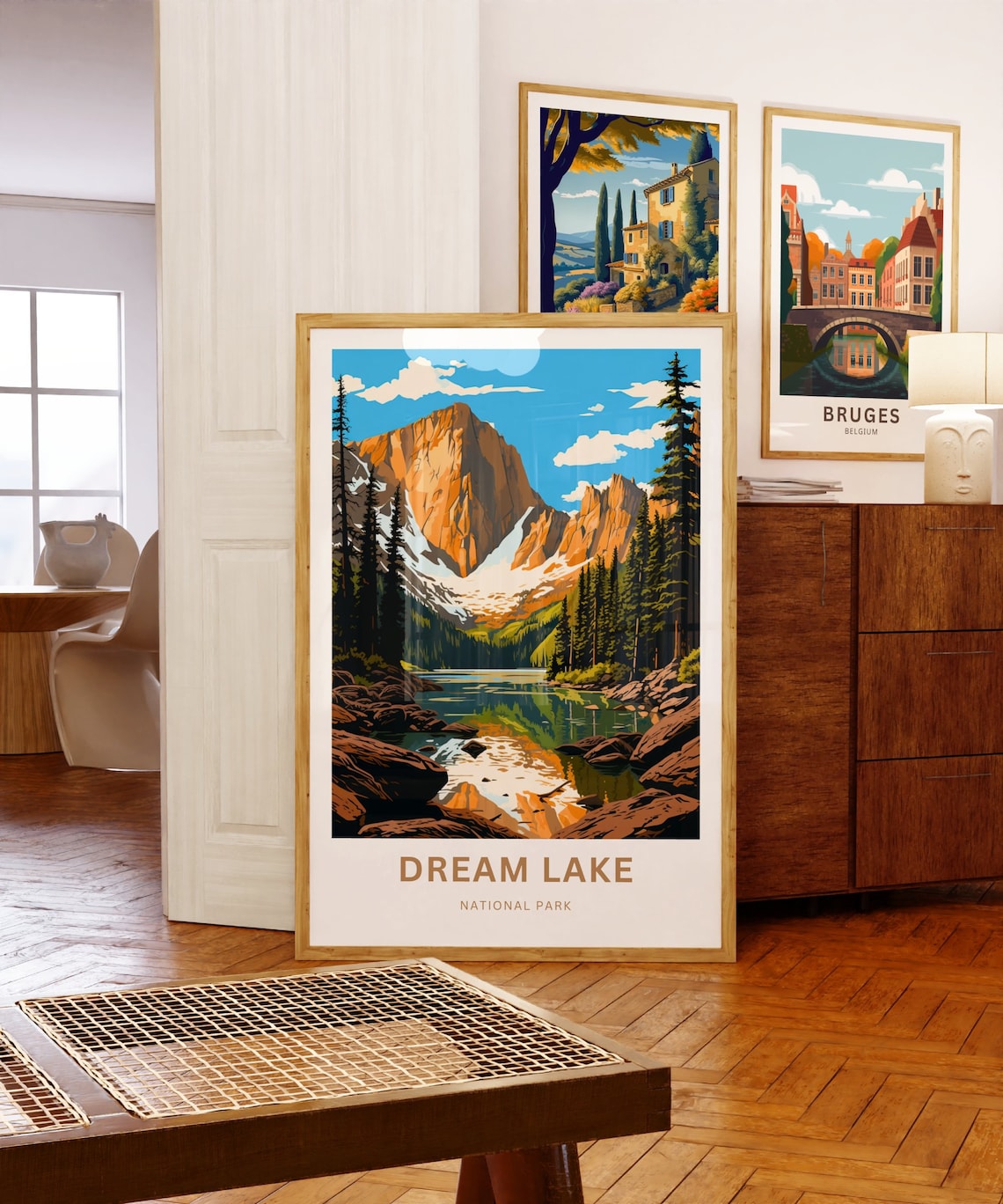 Personalized Dream Lake National Park Sunset Reflection Travel Poster - Image 5