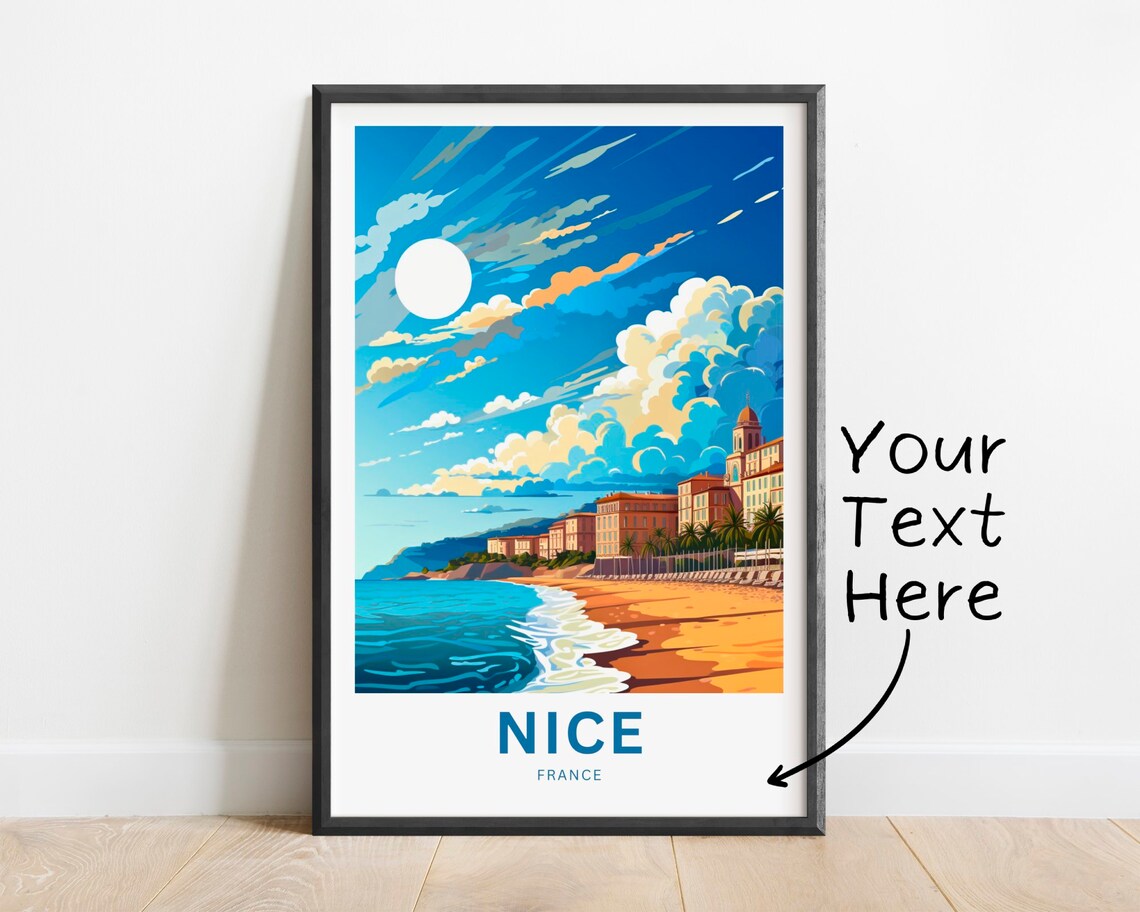 Personalized Nice France Sunny Beach Day Golden Sun Travel Poster