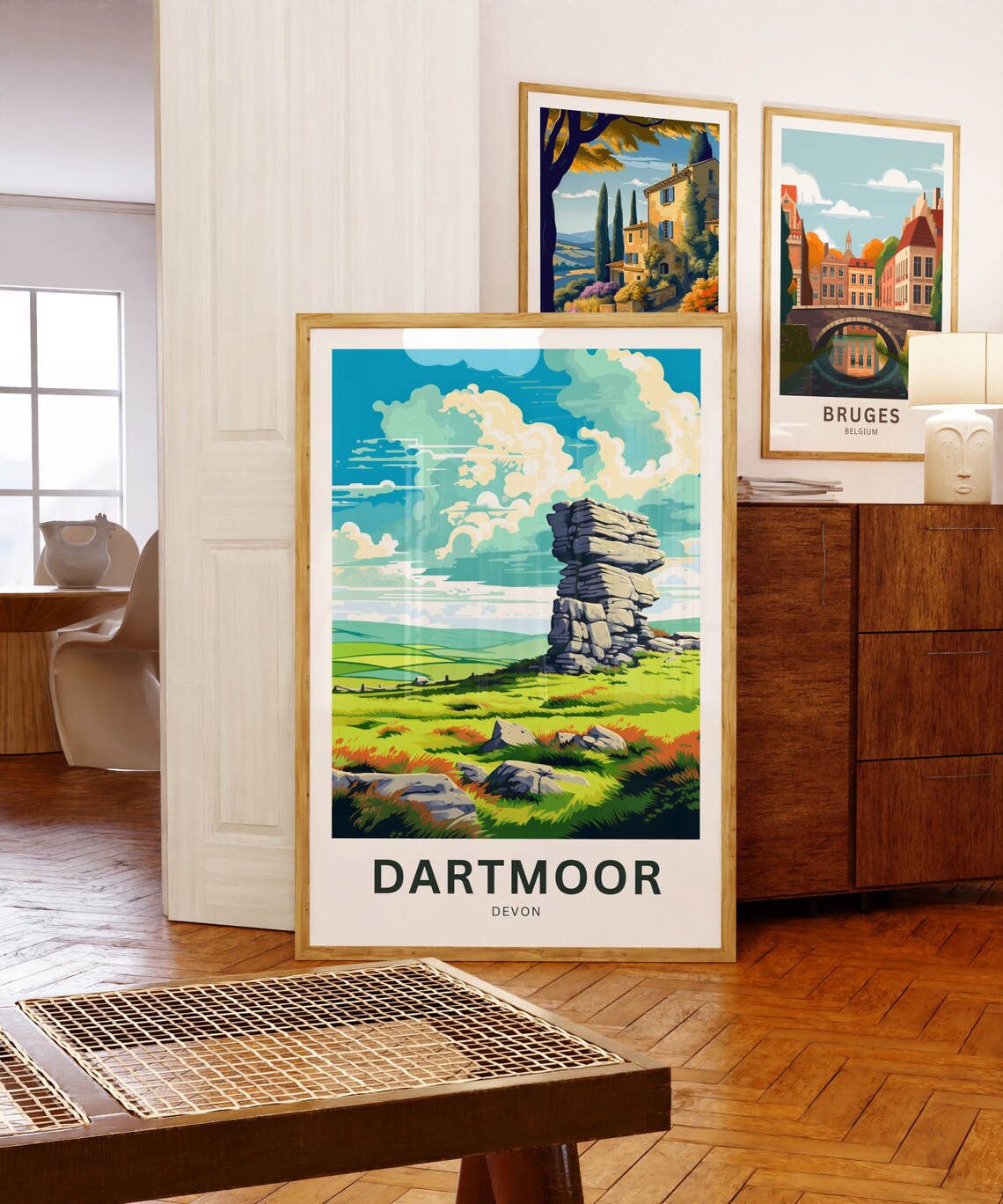 Dartmoor Devon Stacked Rock Tor Grassland Scene Travel Poster - Image 5