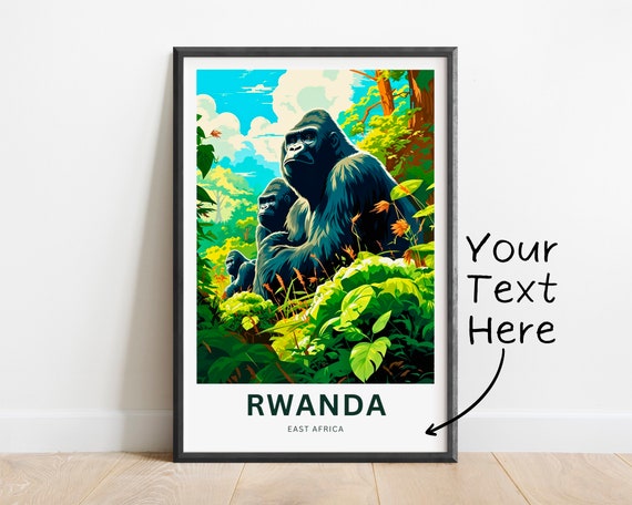 Personalized Rwanda Travel Print Rwanda Poster East Africa Wall Art Framed Present Gift United Africa Decor Custom Text