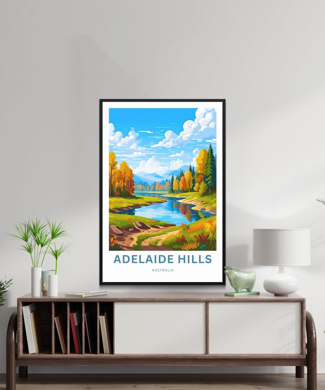 Personalized Adelaide Hills Australia Autumn River Custom Text Poster - Image 2