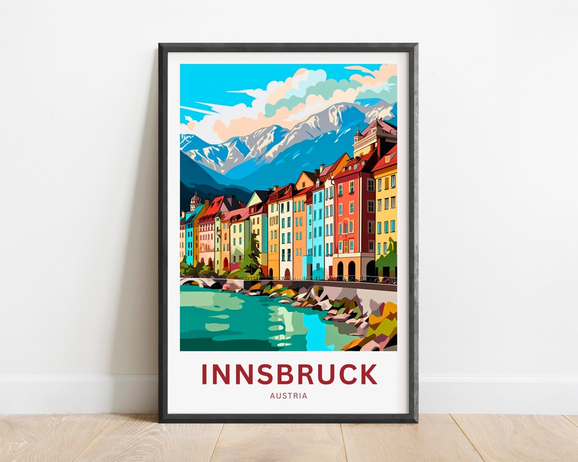 Innsbruck Austria Colorful Old Town River Mountain View Poster