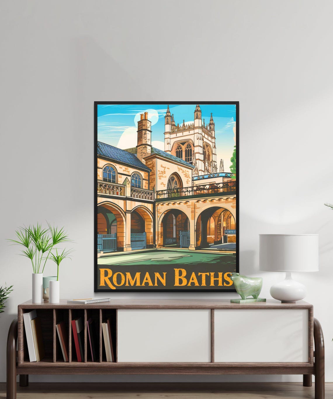 Roman Baths Bath England Abbey Courtyard Vintage Travel Poster - Image 3