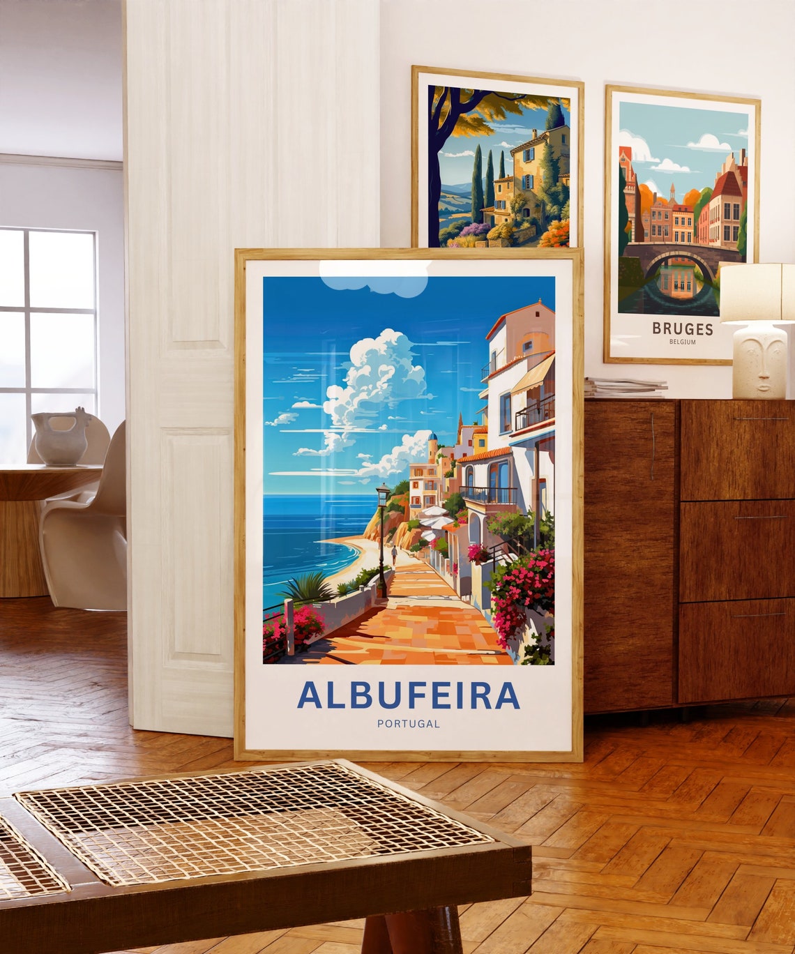 Personalized Albufeira Portugal Seafront Promenade Travel Poster - Image 5