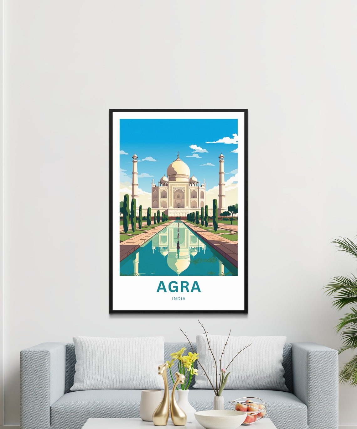 Taj Mahal Agra India Cypress Gardens Reflecting Pool Travel Poster - Image 3