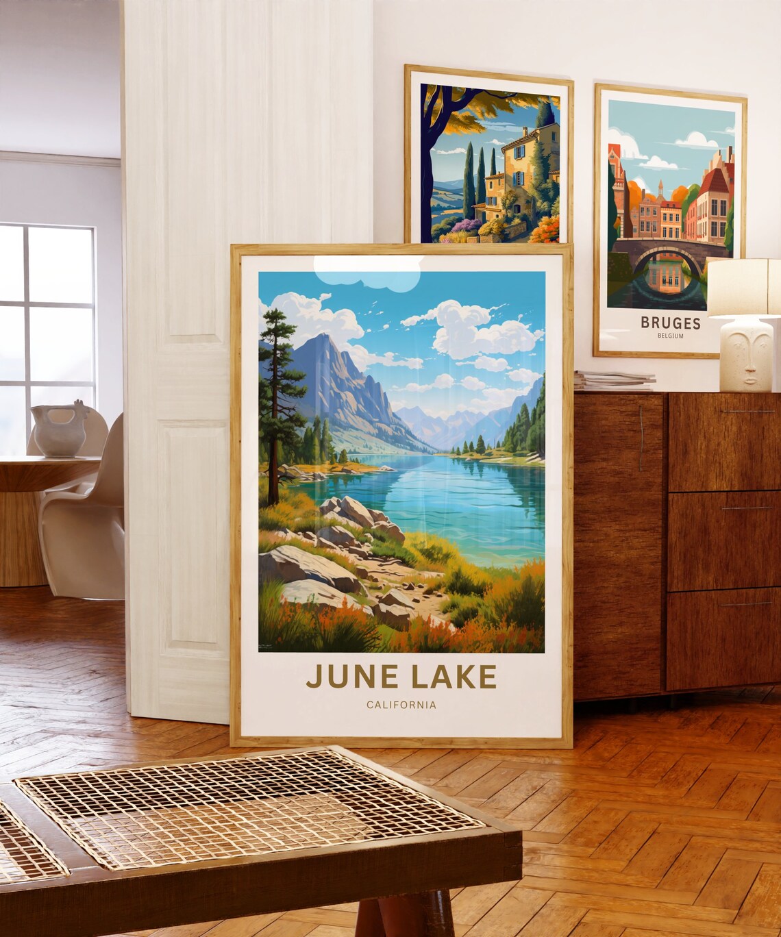 June Lake California Golden Lakeside Pine Peaks Personalized Poster - Image 5