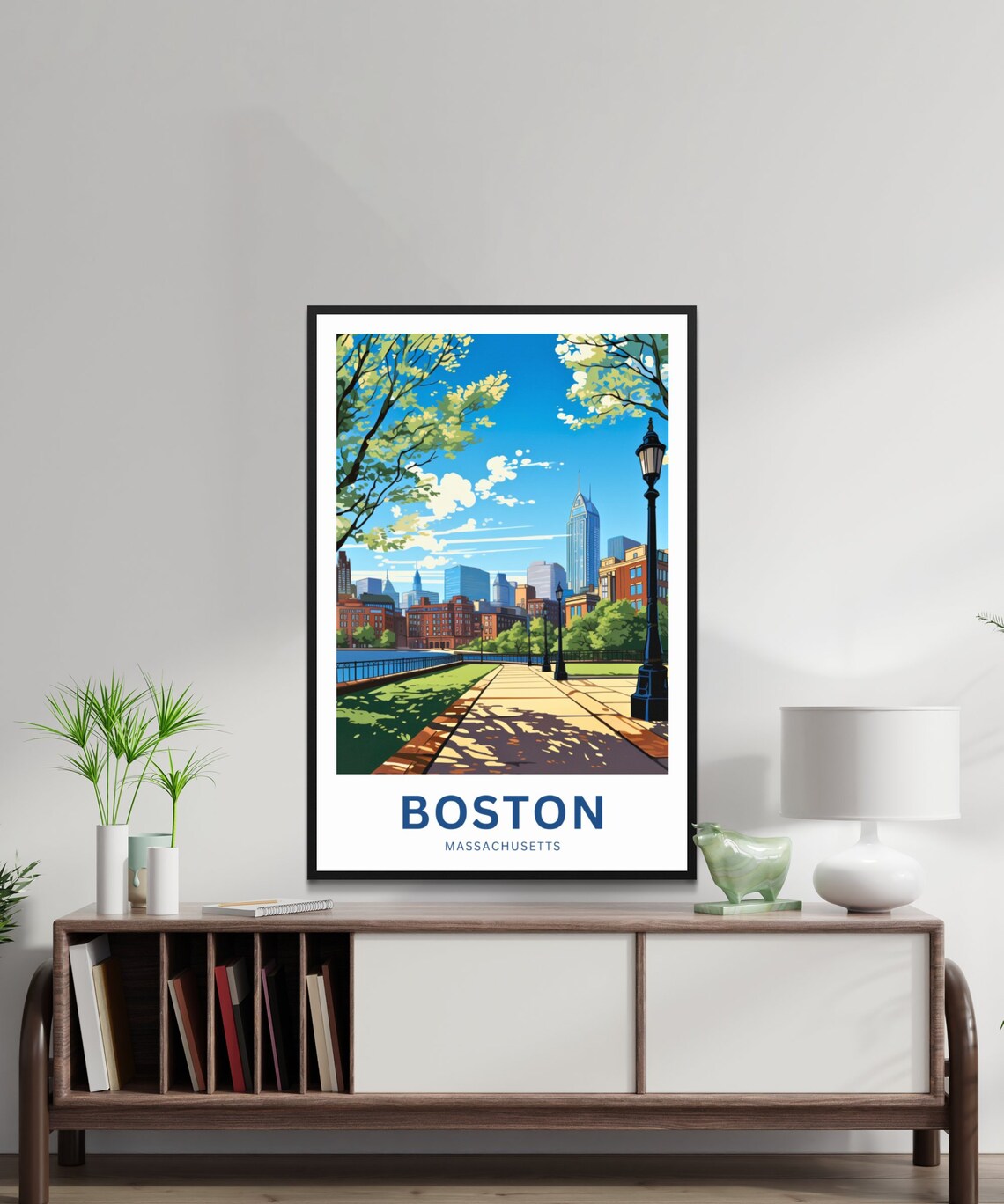 Boston Massachusetts Skyline Park Promenade City Travel Poster - Image 2
