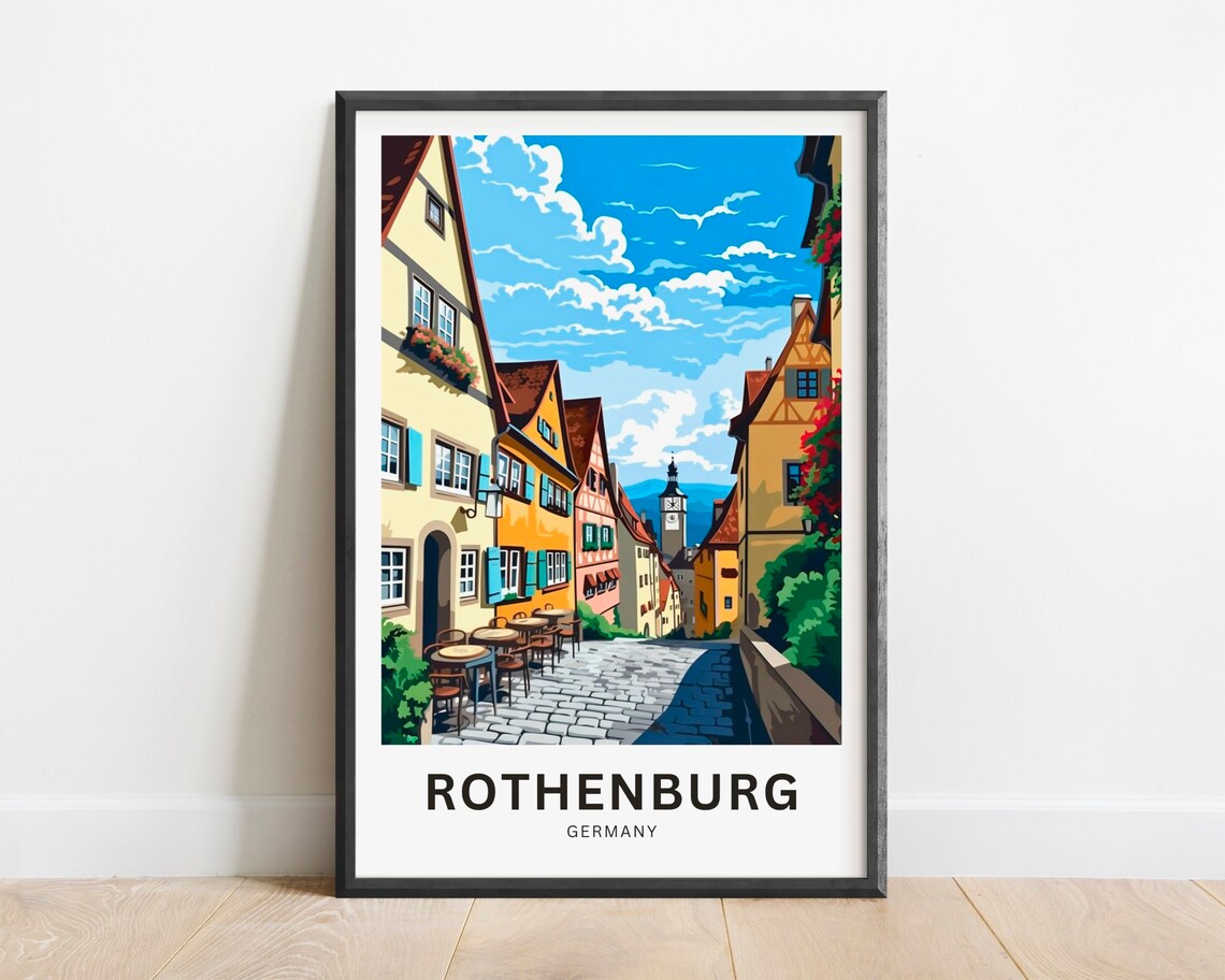 Rothenburg Germany Cobblestone Old Town Medieval Street Travel Poster