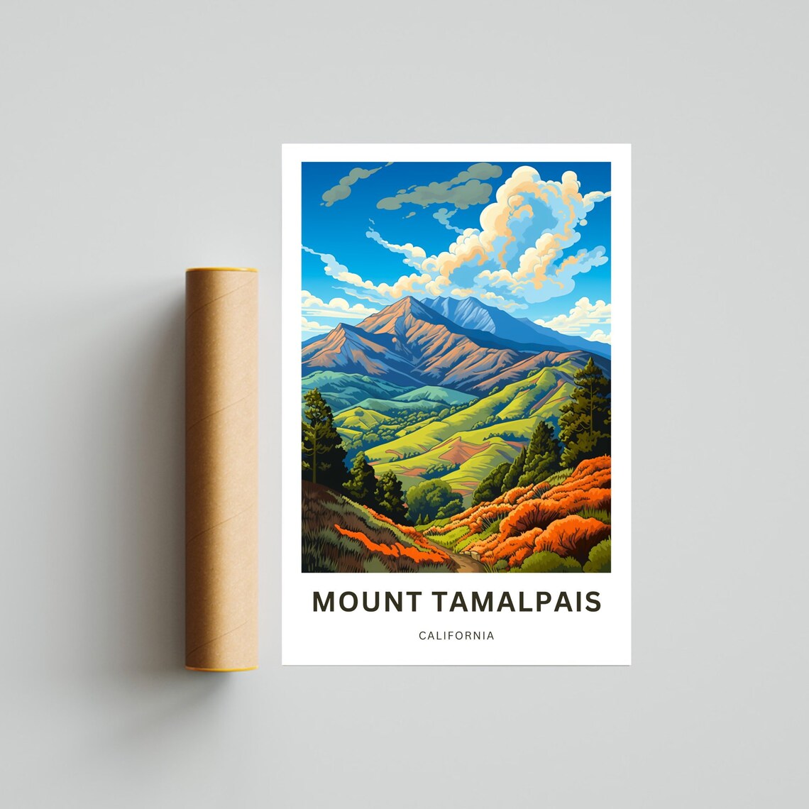 Mount Tamalpais California Orange Hills Personalized Travel Poster - Image 4