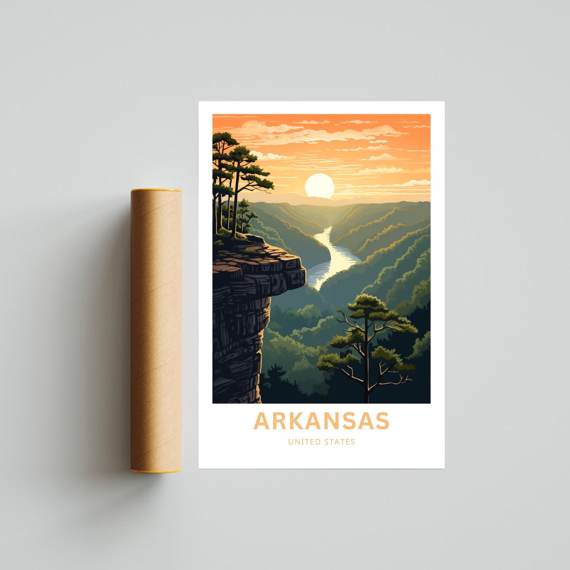 Arkansas Sunset Overlook River Valley Bluff Vintage Travel Poster - Image 4