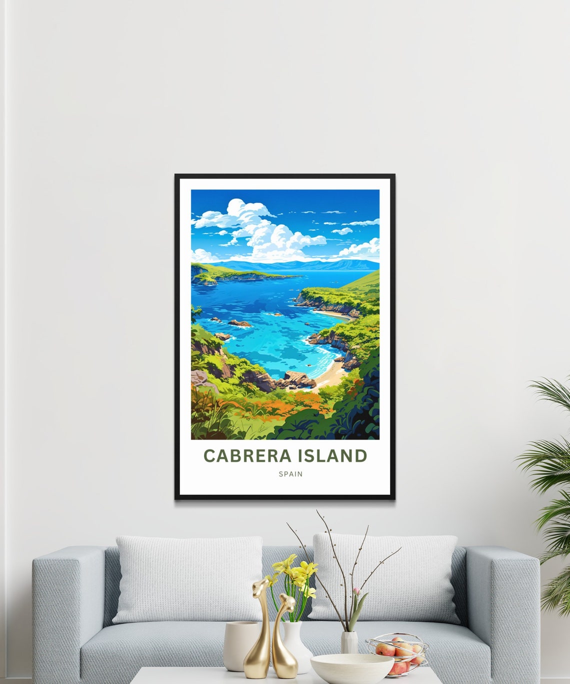 Cabrera Island Spain Calm Blue Bay Between Green Headlands Poster - Image 2
