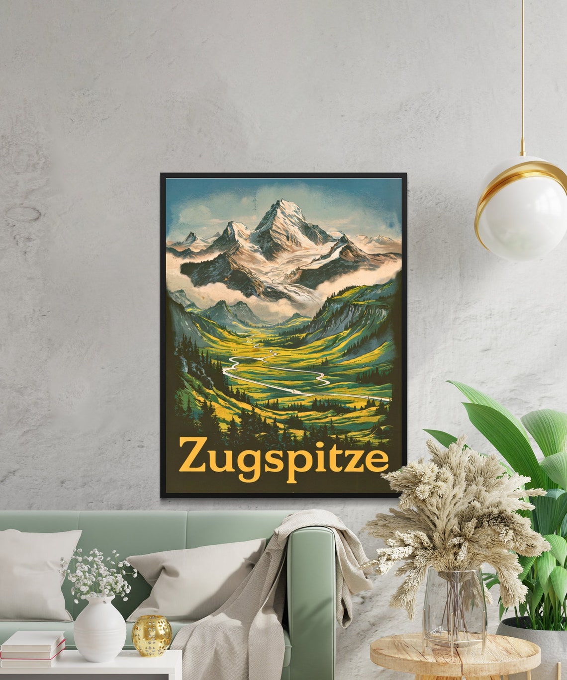 Zugspitze Bavarian Alps Mountain Valley Vintage Travel Poster - Image 3